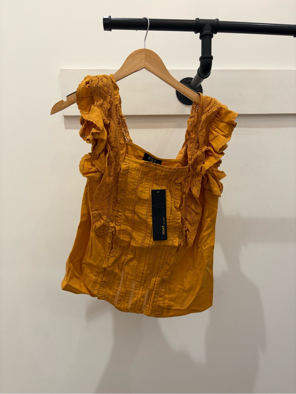 Ruffled Lace-Trim Mustard Camisole PM